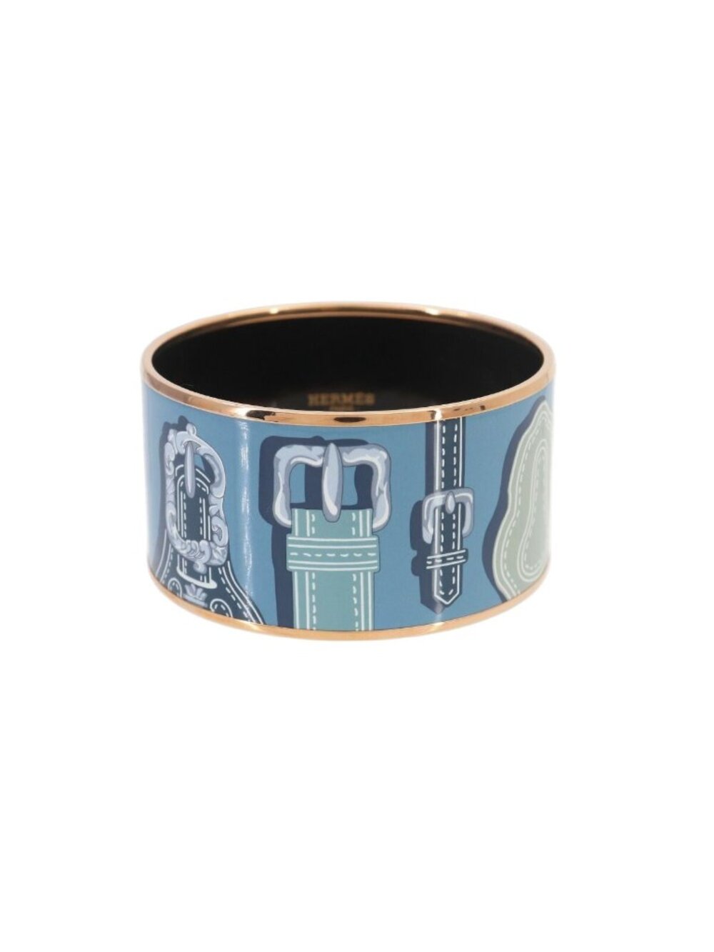 Hermes Enamel TGM Bangle Bracelet Blue Multicolor Gold Email TGM